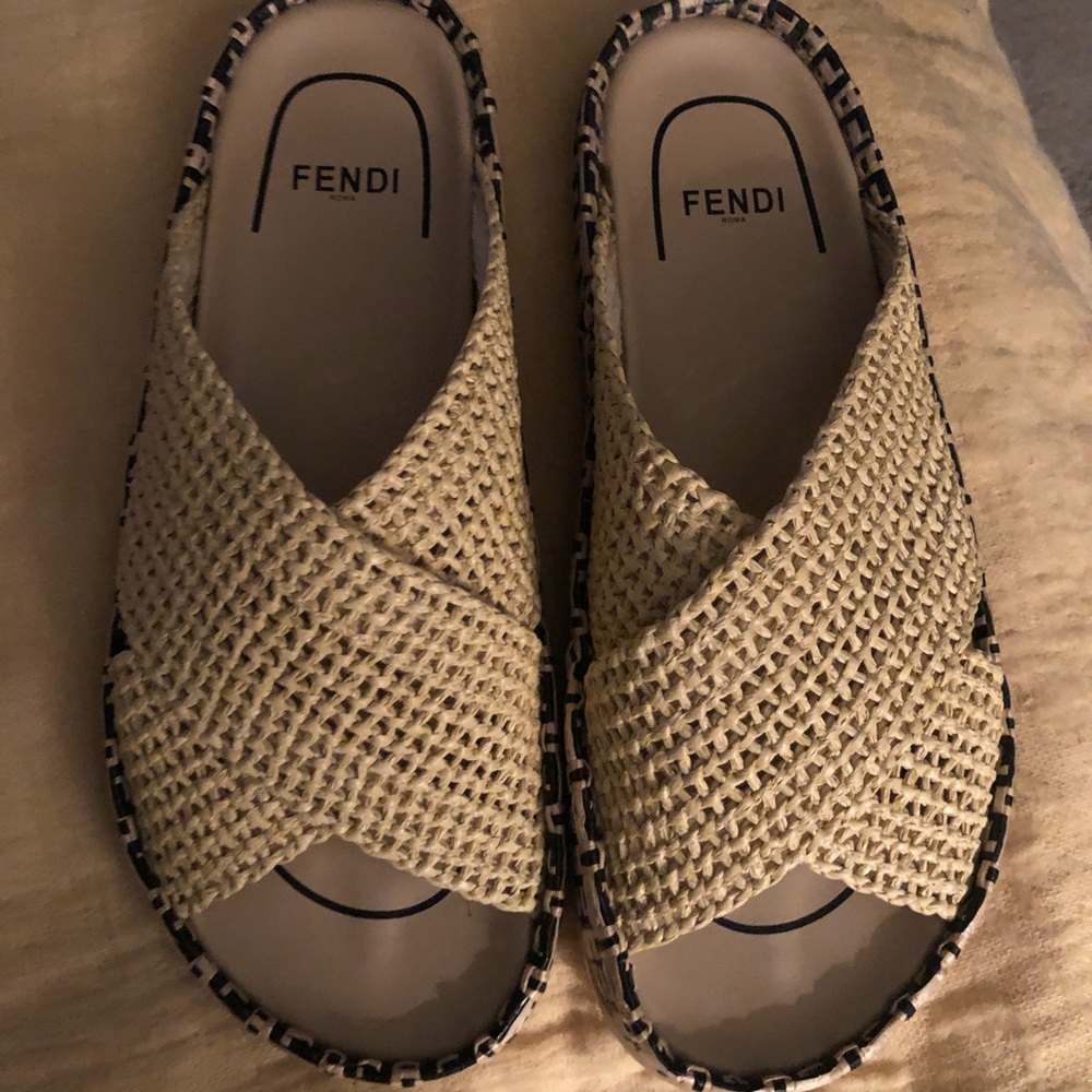 Fendi Reflection Woven Slides